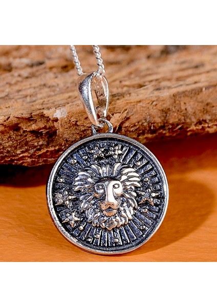 Gümüş Aslan Burcu Kolye 925 Ayar Gümüş Aslan Burç Unisex Kolye