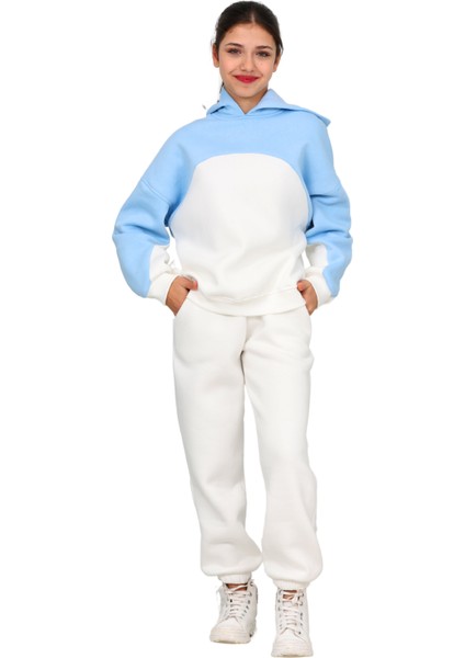 Kız Çocuk Paçası Lastikli, Garnili Oversize 3 Iplik Şardonlu Içi Pamuklu Eşofman Takımı fiyatları