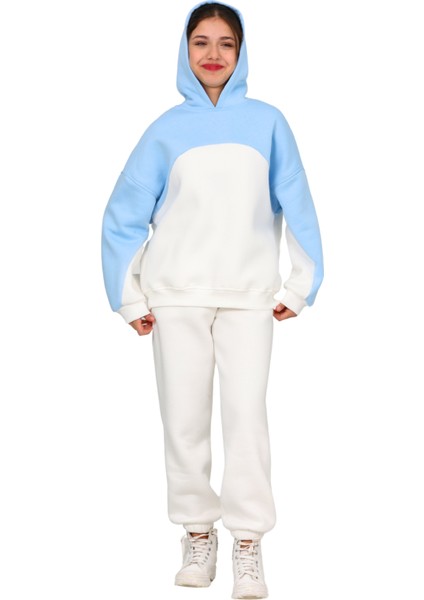 Kız Çocuk Paçası Lastikli, Garnili Oversize 3 Iplik Şardonlu Içi Pamuklu Eşofman Takımı modelleri