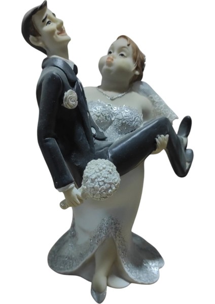 Polyester Gelin Damat Biblo Kucakta Siyah 18,5cm