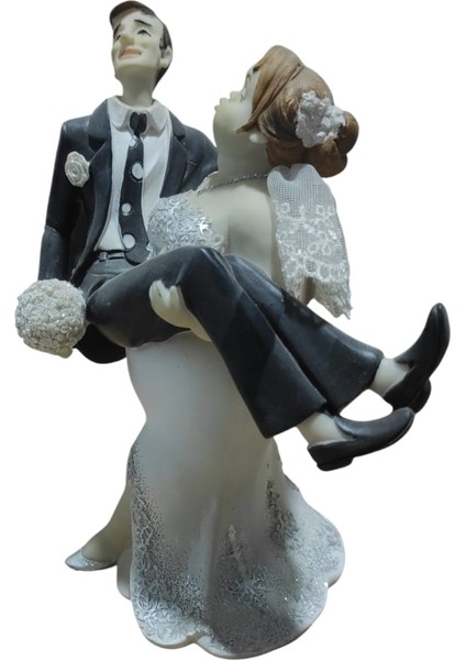 Polyester Gelin Damat Biblo Kucakta Siyah 18,5cm