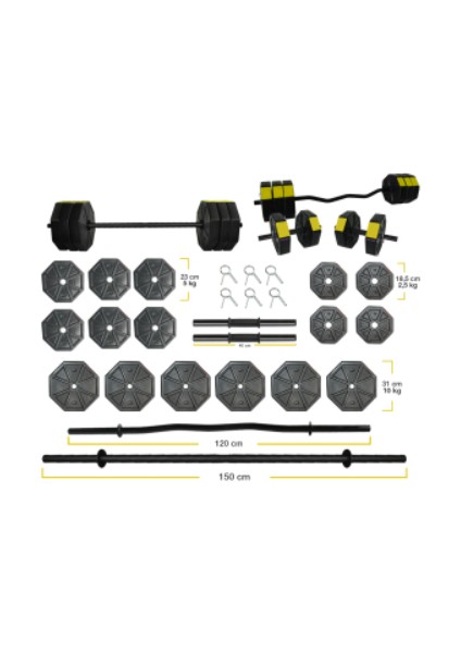 Tan Spor 100 kg Dambıl-Dumbell-Ağırlık-Halter–full Kısa Bar +Düz Bar +Z Bar Seti