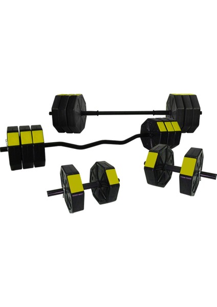 Tan Spor 100 kg Dambıl-Dumbell-Ağırlık-Halter–full Kısa Bar +Düz Bar +Z Bar Seti