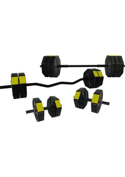 Tan Spor 90 kg Dambıl Halter Full Kısa Bar + Z Bar + Düz Bar Seti