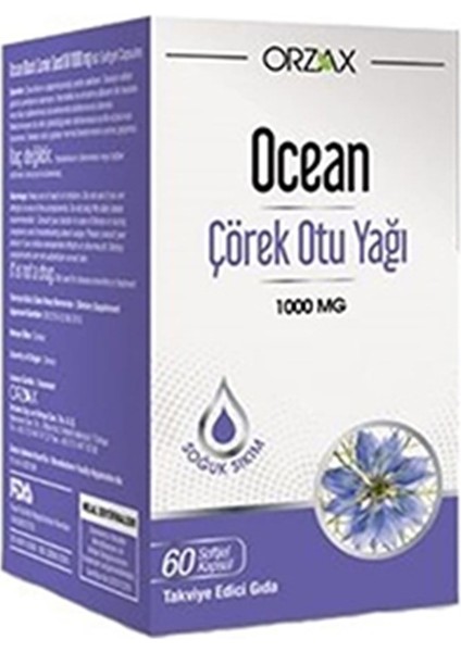 Ocean Çörek Otu Yağı 1000 Mg 60 Kapsül Her 1 Kapsülde; Çörek Otu Yağı 1000 Mg.