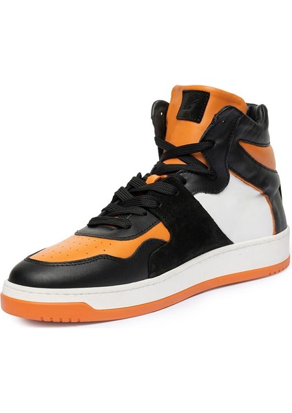 Erkek Siyah Turuncu Beyaz Hakiki Deri Sneaker Bot 3K1SB75175 fiyatları