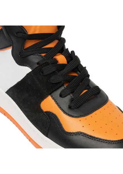 Erkek Siyah Turuncu Beyaz Hakiki Deri Sneaker Bot 3K1SB75175 fırsatları