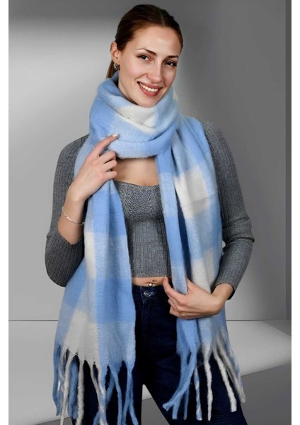 Kadın Yumuşak Dokulu Ekose Desenli Omuz Şalı Atkı fiyatları