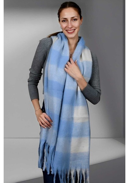 Kadın Yumuşak Dokulu Ekose Desenli Omuz Şalı Atkı modelleri