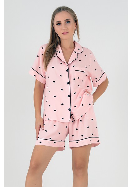 Black Hearts Kısa Kollu Kadın Şortlu Pijama Takım