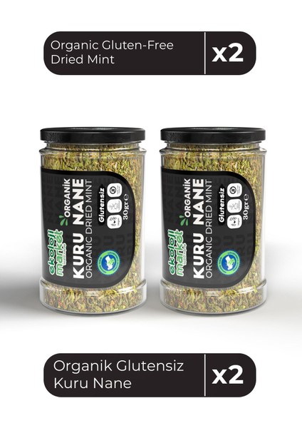 Organik Glutensiz Kuru Nane 30 gr X2 / Organic Gluten-Free Dried Mint 30 gr X2