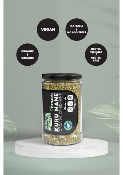 Organik Glutensiz Kuru Nane 30 gr X2 / Organic Gluten-Free Dried Mint 30 gr X2
