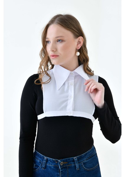 Mırach Curve Büyük Beden Sivri Yakalı Gömlek Yakası Uzun Yaka Lastikli Esnek Poplin Gömlek Yaka