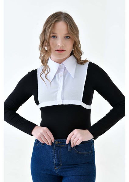 Mırach Curve Büyük Beden Sivri Yakalı Gömlek Yakası Uzun Yaka Lastikli Esnek Poplin Gömlek Yaka fiyatları