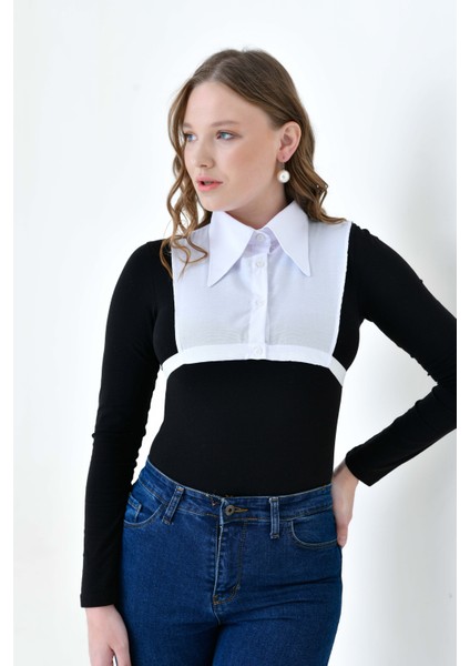 Mırach Curve Büyük Beden Sivri Yakalı Gömlek Yakası Uzun Yaka Lastikli Esnek Poplin Gömlek Yaka modelleri