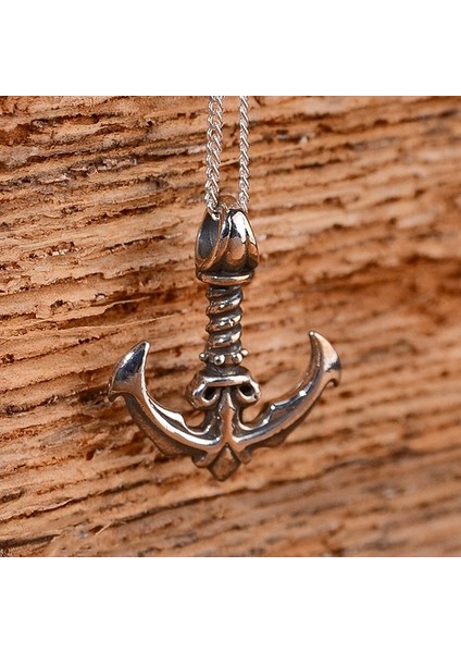 Gümüş Çapa Kolye 925 Ayar Gümüş Çapa Figürlü Erkek Kolye