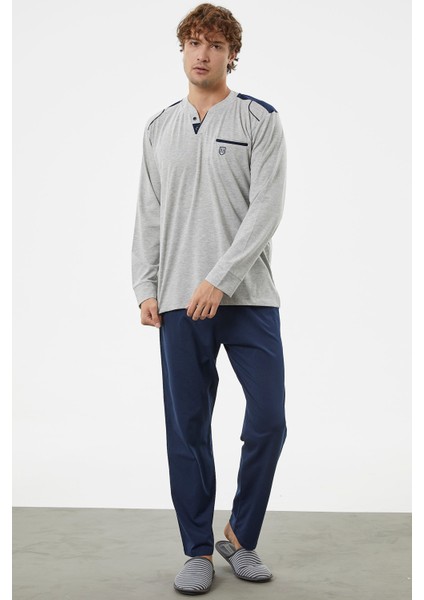 Hakim Yaka Cepli Pijama Takım - Gri fiyatları
