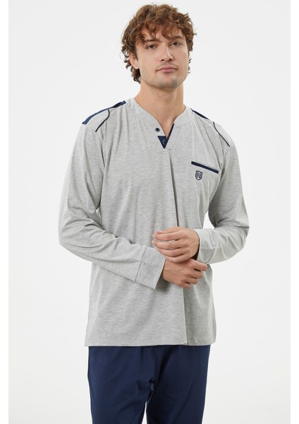 Hakim Yaka Cepli Pijama Takım - Gri modelleri