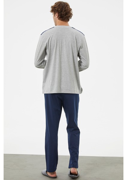 Hakim Yaka Cepli Pijama Takım - Gri indirimleri