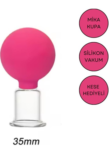 Mika Silikon Vakumlu Yüz ve Boyun Için Masaj Kupası No:3 Gül Pembe Renk