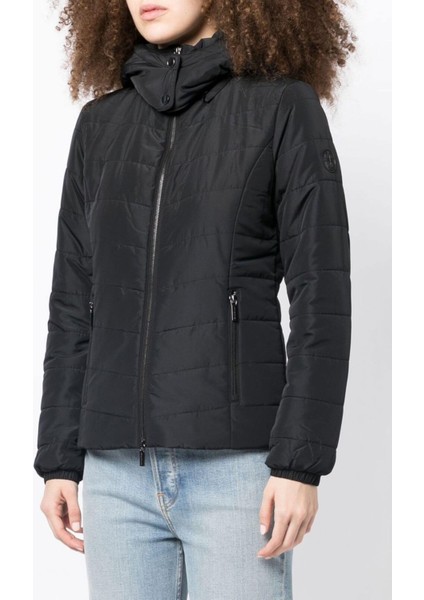 Kadın Kapüşonlu Mont - Siyah