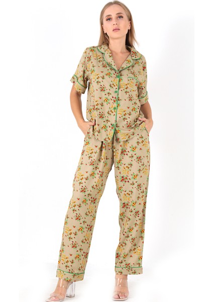 Floral Kısa Kollu Kadın Pijama Takım