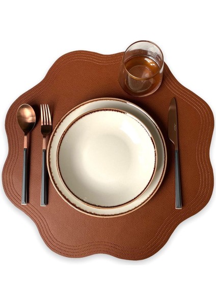 Kahverengi Deri Amerikan Servis/ Supla/ Placemats