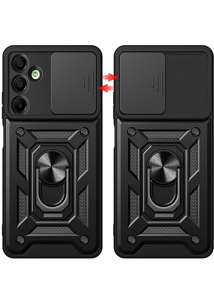 Samsung Galaxy A16 Kılıf Yüzüklü Sürgülü Kamera Korumalı Pars + Ekran Koruyucu