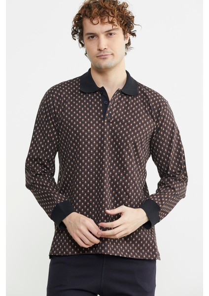 Polo Yaka Desen Kombinli Pijma Takım - Kahve fiyatları