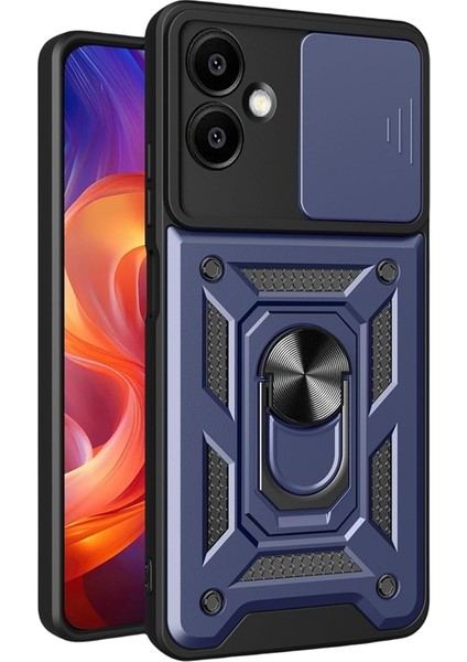 Samsung Galaxy A06 Kılıf Yüzüklü Sürgülü Kamera Korumalı Pars + Ekran Koruyucu