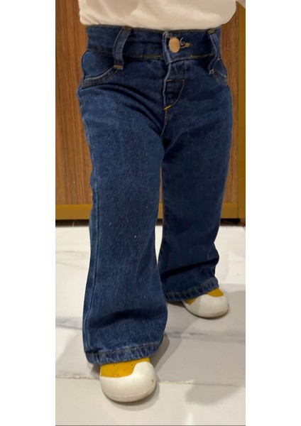 Ispanyol Paça Denim Çocuk Koyu Mavi Kot Pantolon