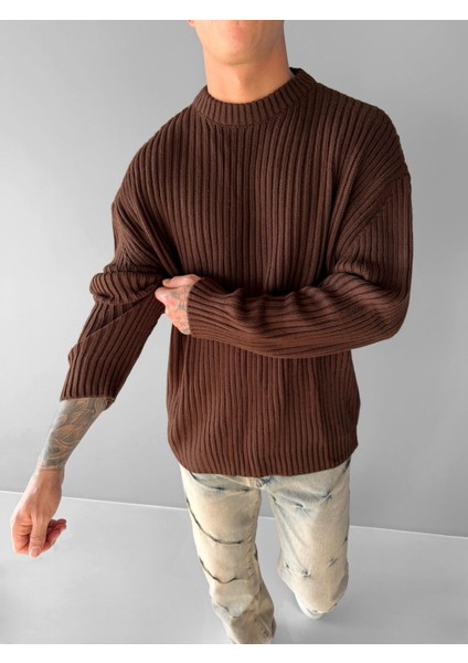 Erkek Regular Fit Kazak Koyu Kahve modelleri