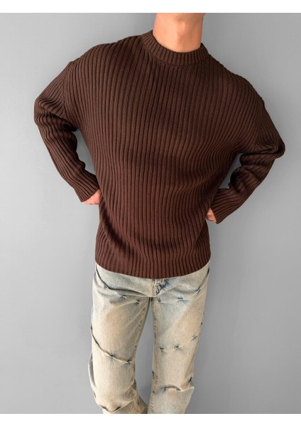 Erkek Regular Fit Kazak Koyu Kahve fırsatları