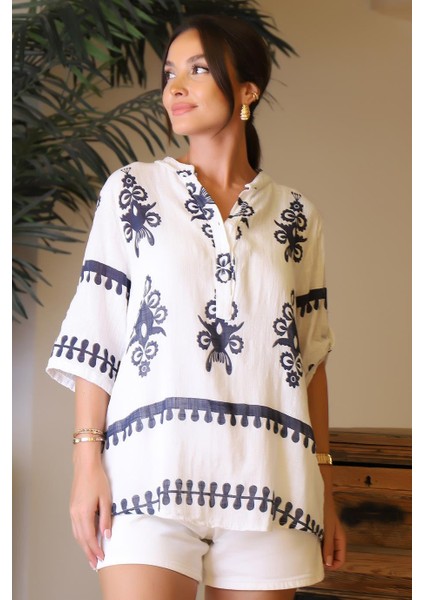 Hakim Yaka Ekru Kadın Gömlek 226-2Y4 modelleri