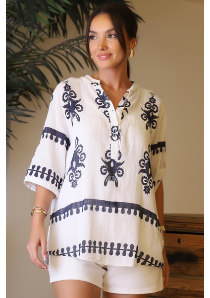 Hakim Yaka Ekru Kadın Gömlek 226-2Y4 fırsatları