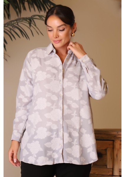 Uzun Kollu Çiçek Desenli Kadın Gömlek 33649-2Y4 fiyatları