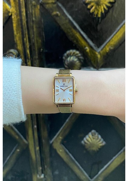 DKE.1.10741 Dikdörtgen Kasa Hasır Kordon Minimal Tasarım Kadın Kol Saati modelleri