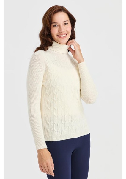 Tam Balıkçı Kemik Kadın Kazak 23153-TB-2K5