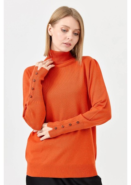 Kol Ucu Yırtmaçlı Turuncu Kadın Kazak 22330-TB-2K5 fırsatları