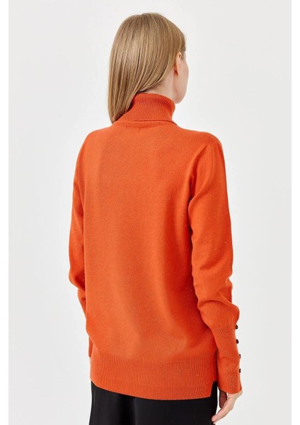 Kol Ucu Yırtmaçlı Turuncu Kadın Kazak 22330-TB-2K5 indirimleri