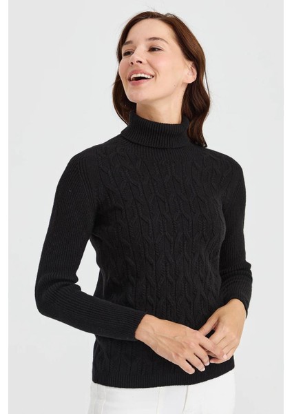 Tam Balıkçı Siyah Kadın Kazak 23153-TB-2K5 indirimleri