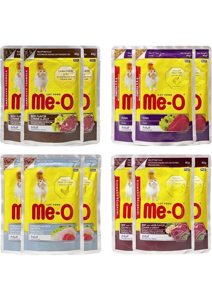 Me-O Pouch Karışık Kedi Maması 80GR 12LI
