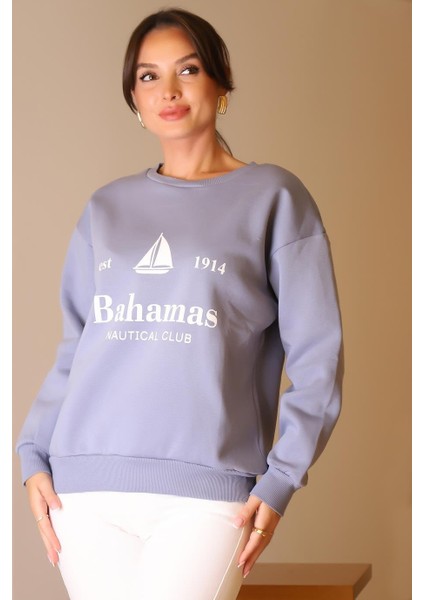Bisiklet Yaka Mavi Kadın Sweatshirt W0011203-2K5 fiyatları