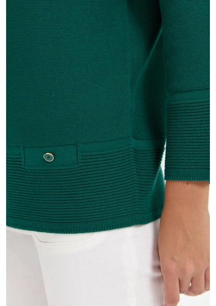 Sıfır Yaka Dikişsiz Yeşil Kadın Kazak 24189-2K5 fırsatları