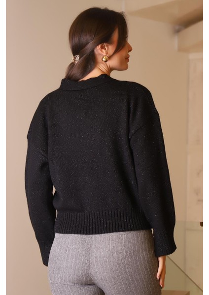 Yıldız Düğmeli Siyah Kadın Hırka 091-2K5 fırsatları