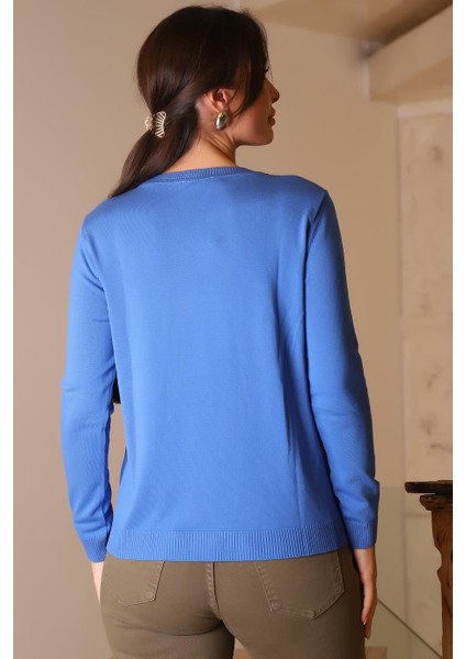 Fermuar Detaylı Indigo Kadın Triko Kazak 296-2K5 indirimleri