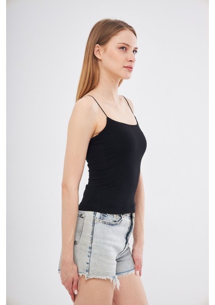 Kadın Ip Askılı Siyah Bluz/body