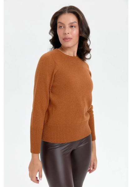 Sıfır Yaka Uzun Kollu Tarçın Kadın Kazak 24210-SY-2K5 fiyatları