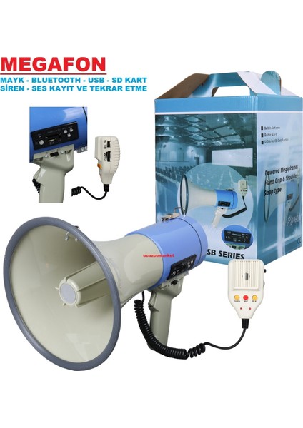 Megafon (Mayk - Bluetooth - USB - Sd - Siren - Ses Kayıt ve Tekrar Etme