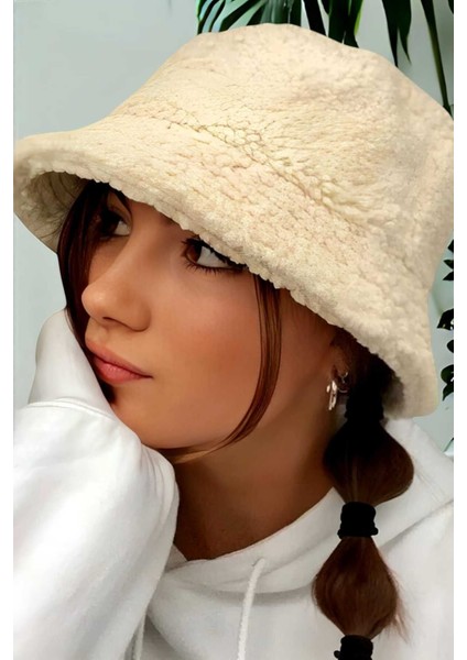 Kadın Teddy Peluş Bucket Şapka
